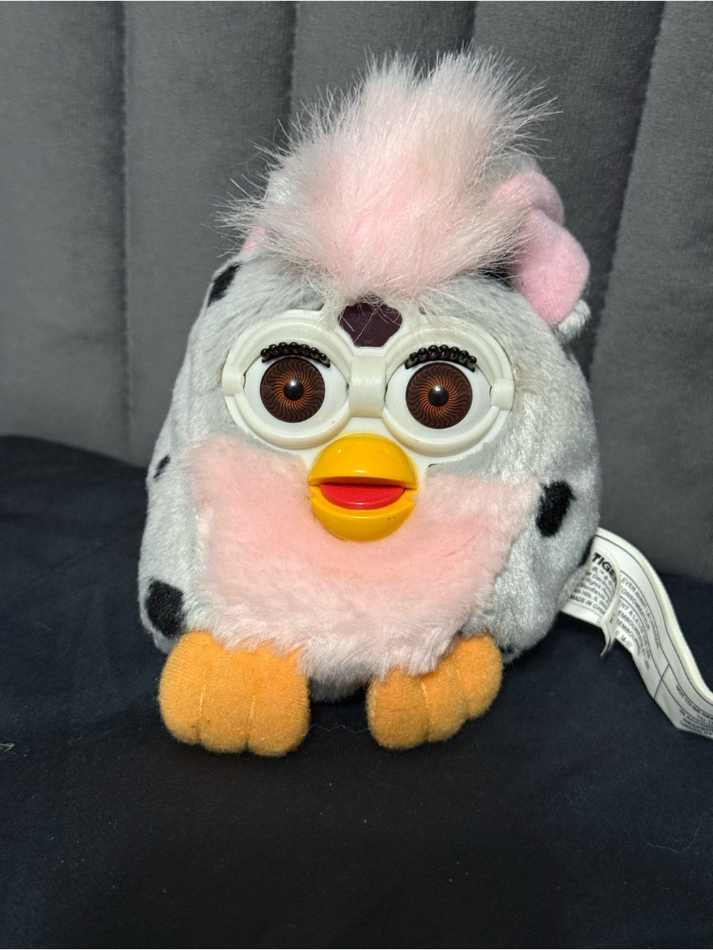 Vintage 1999 Furby Buddies Plush Tiger Electronics Pink Gray